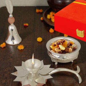 Steel Diya & Ghanti Bowl Set