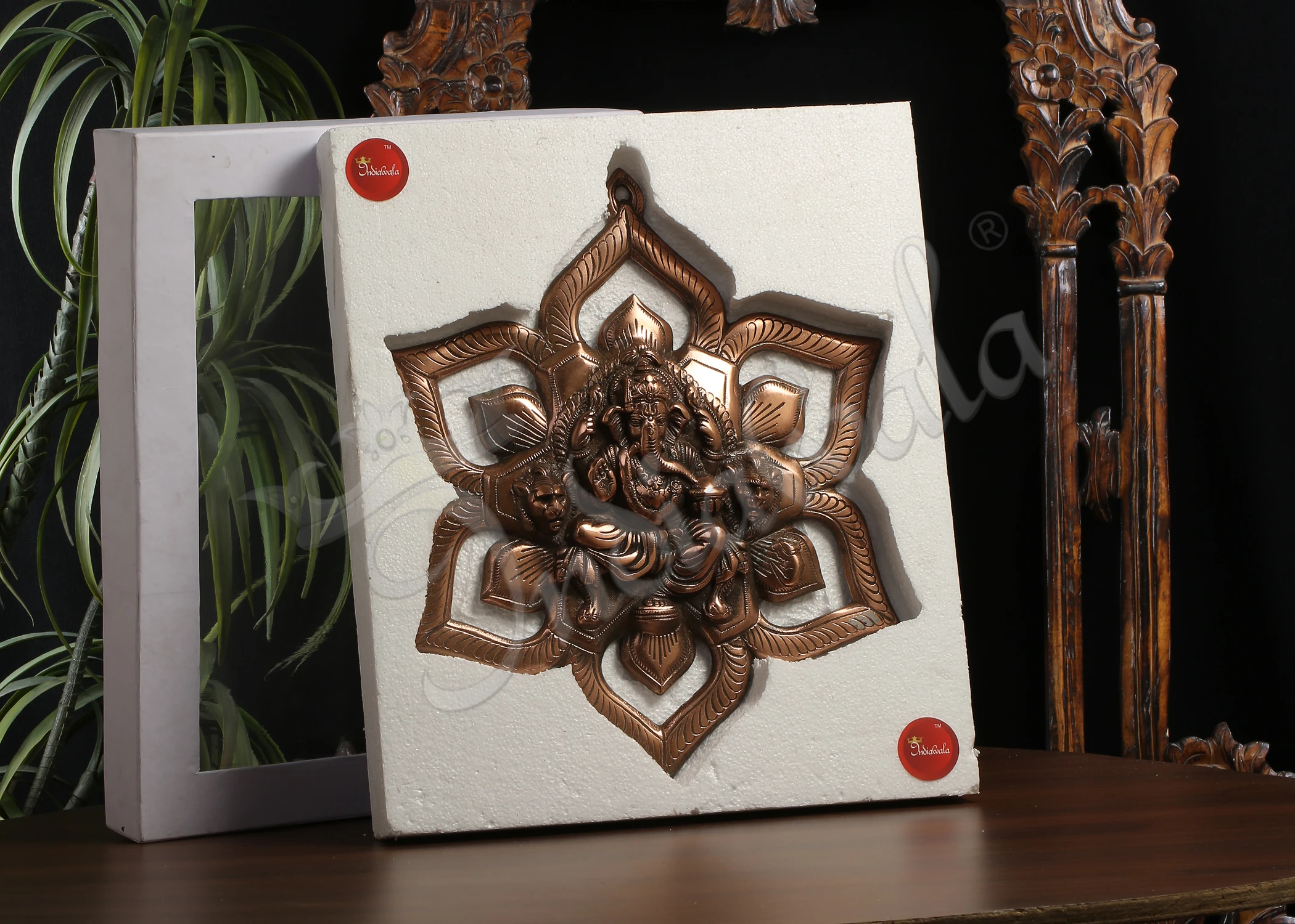 INW-10039 16 Inch Copper Finish Ganesh Hanging in elegant floral design