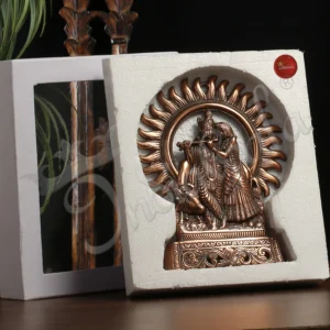 Elegant Copper Finish Aluminium Radha Krishna Wall Hanging for home decor