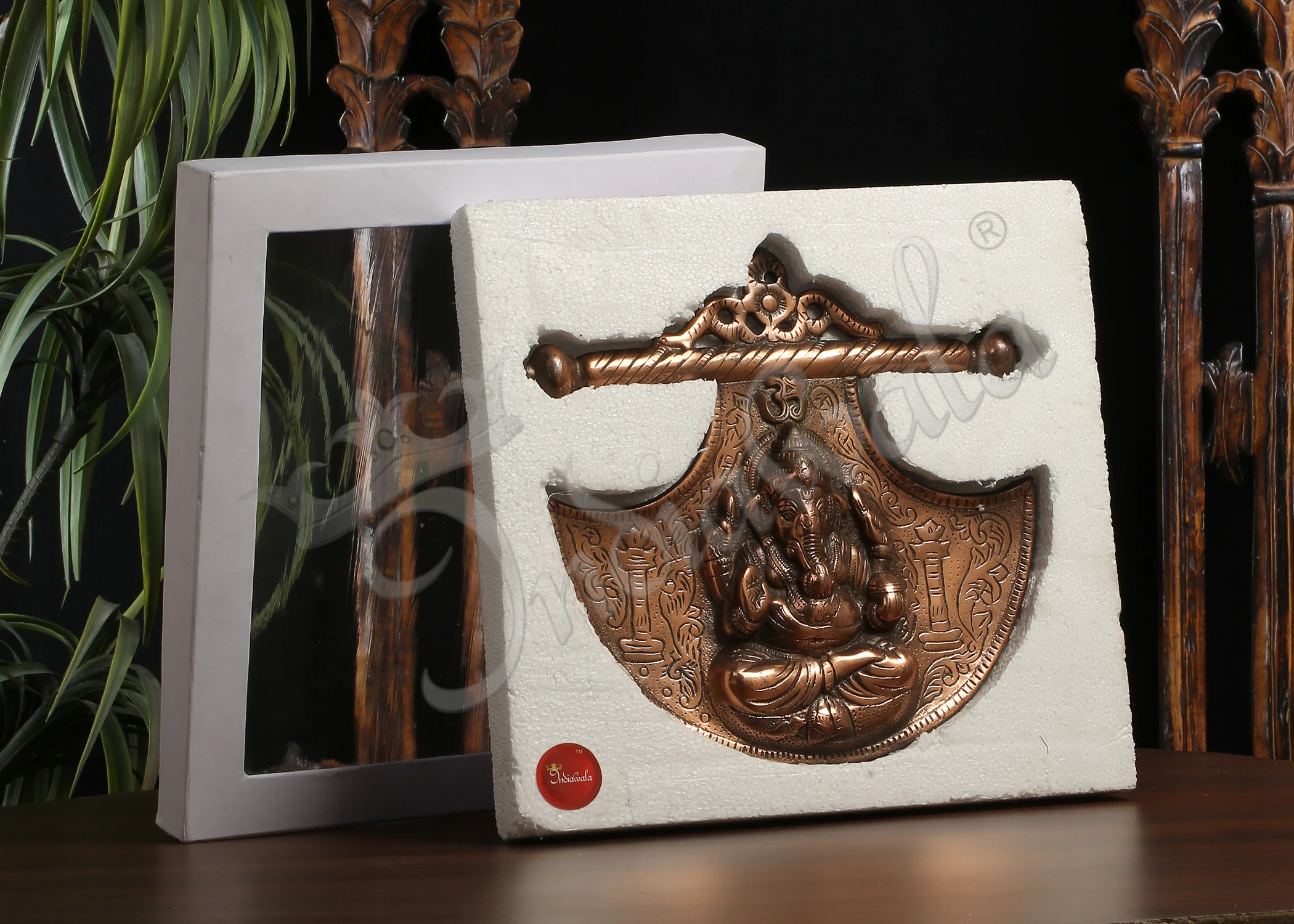 INW-10052 11 Inch Copper Finish Ganesh Wall Hanging