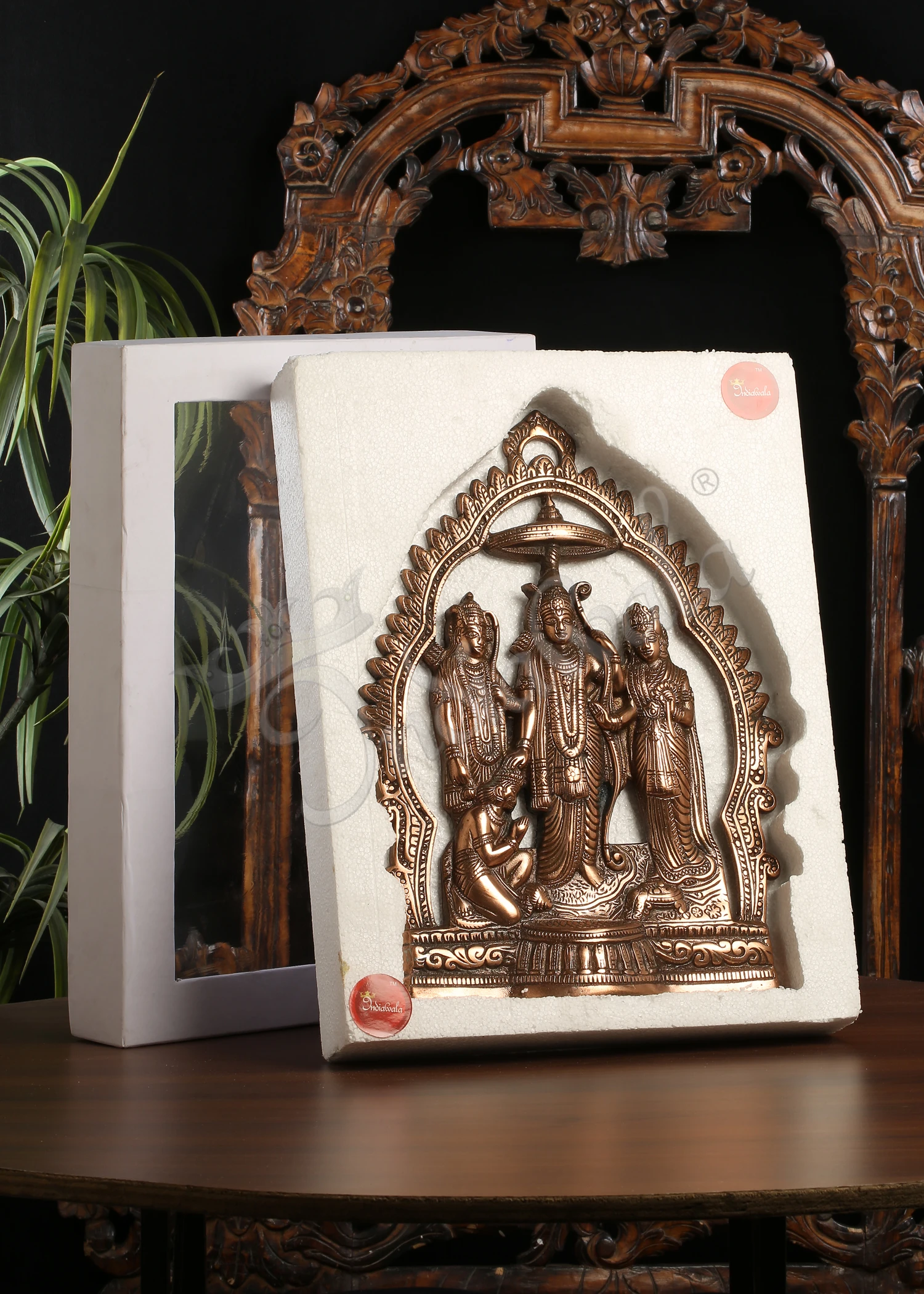 16 Inch Copper Finish Ram Darbar Wall Hanging
