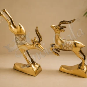 Elegant Brass Gold Plated Deer Pair for home decor and corporate gifting.