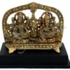Gold Plated Aluminium Lakshmi Ganesh Frame with Wooden Base