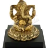 5 Inch Gold Plated Pagdi Ganesh Wooden Base Idol