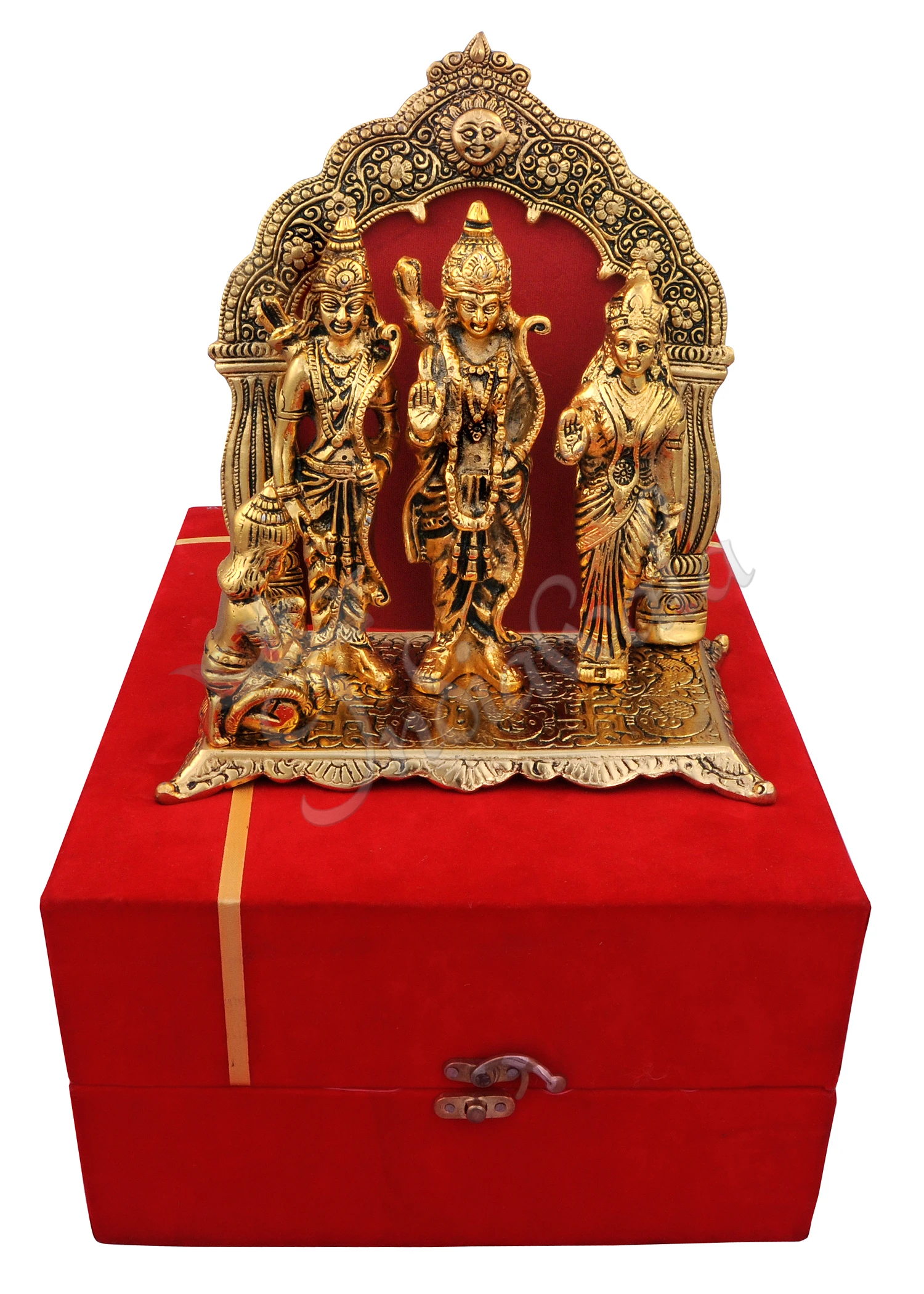 INW-15035 Gold Plated Aluminium Ram Darbar Gift Set in premium velvet box