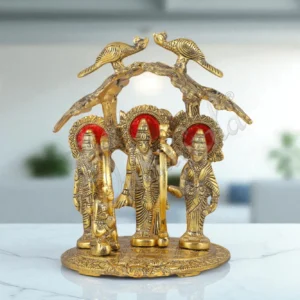 Gold Plated Peacock Ram Darbar Statue in premium aluminium finish