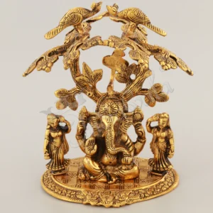 Gold Plated Aluminium Riddhi Siddhi Ganesh Statue for corporate and festive gifting