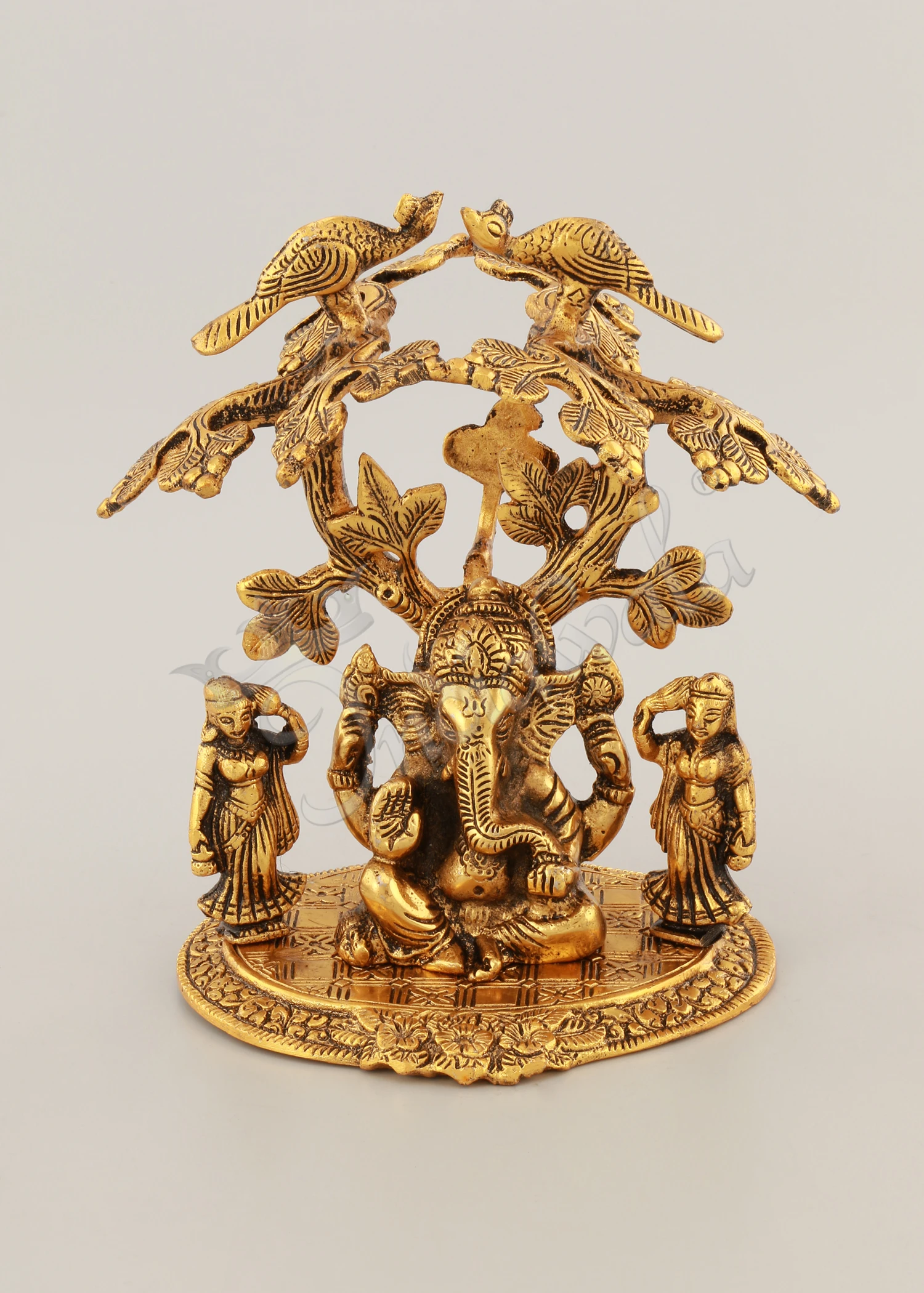Gold Plated Aluminium Riddhi Siddhi Ganesh Statue for corporate and festive gifting