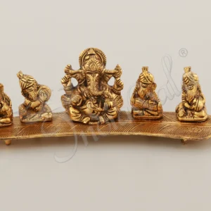 Aluminium Gold Plated Ganesh Family Figurine for bulk gifting