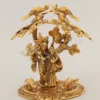 Gold Plated Peacock Radha Krishna Metal Idol for spiritual home decor