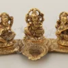 Gold Plated Lakshmi Ganesh Saraswati Diya Idol in premium aluminium
