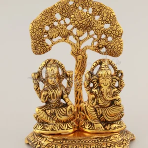 6.5 Inch Gold Plated Lakshmi Ganesh Tree Statue for festive gifting