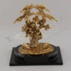 Gold Plated Radha Krishna Statue 9.5 Inch on a polished wooden base