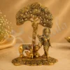 7 Inch Gold Plated Krishna Kamdhenu Flute Statue for spiritual home decor