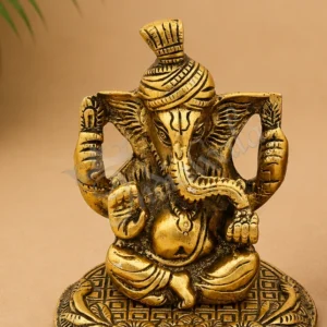 5 Inch Gold Plated Aluminium Pagdi Ganesh