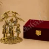8 Inch Gold Plated Ram Darbar Velvet Box showcasing intricate details of Hindu deities
