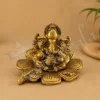 Beautiful Gold Plated Flower Ganesh Statue crafted from premium aluminium