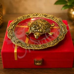 5 Inch Gold Plated Vastu Kachua in a premium velvet box