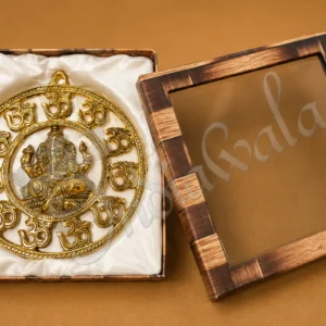 Gold Plated Aluminium Om Ganesh Wall Art for home temple decor