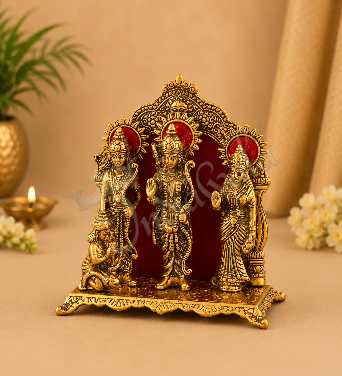 INW-15182 Gold Plated Ram Darbar 9 Inch Statue crafted from premium aluminium