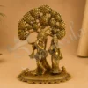 Aluminium Radha Krishna Tree Statue in gold plated finish