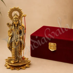 Gold Plated Aluminium Ram Ji Velvet Box Statue for premium gifting