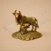 Gold Plated Aluminium Kamdhenu Cow Calf Figurine