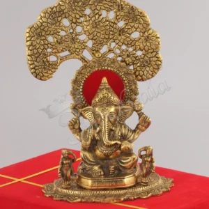 Gold Plated Aluminium Tree Ganesh Statue in a premium velvet box