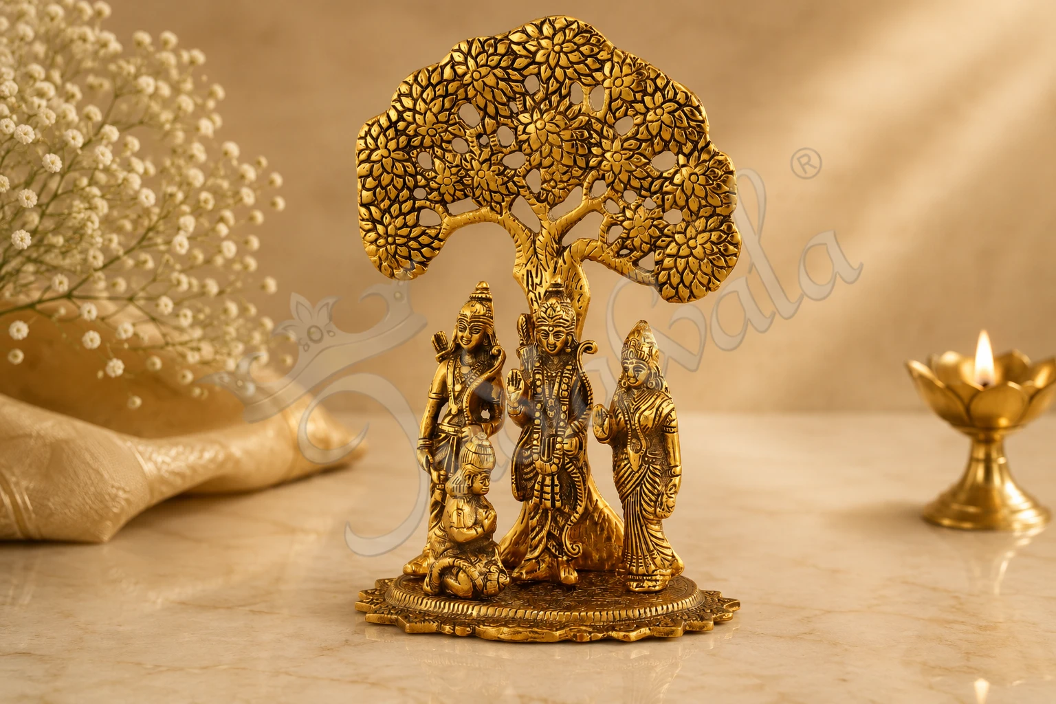 Gold Plated Ram Darbar Tree Figurine