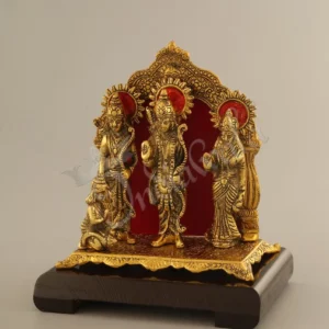 Gold Plated Aluminium Ram Darbar on Wooden Base for spiritual home decor