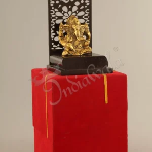 Gold Plated Laser Cut Ganesh Statue on a wooden base