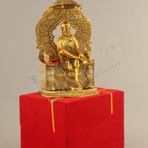 Gold Plated Sai Baba Aluminium Idol Velvet Box for premium spiritual gifting