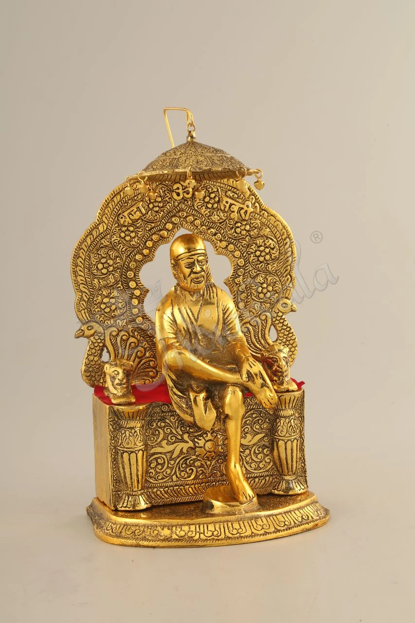 INW-15242 12 Inch Gold Plated Sai Baba Aluminium Statue for home temple and gifting