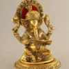 A premium 10 Inch Gold Plated Aluminium Ganesh Statue for wholesale gifting.