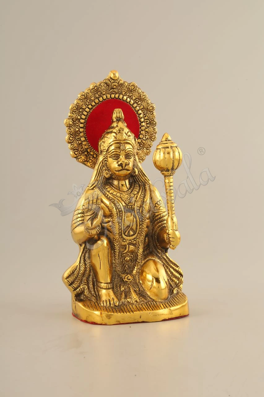 INW-15245 Gold Plated Aluminium Hanuman Ji Statue 11.5 Inch for spiritual home decor