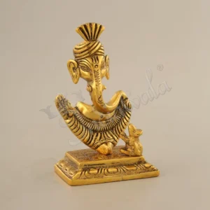 5 Inch Gold Plated Ganesh Gifting Statue in premium aluminium finish