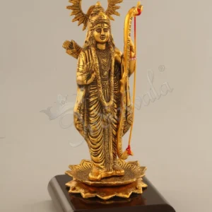14 Inch Gold Plated Ram Ji Wooden Base Statue