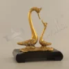 10 Inch Gold Plated Swan Statue on a polished wooden base
