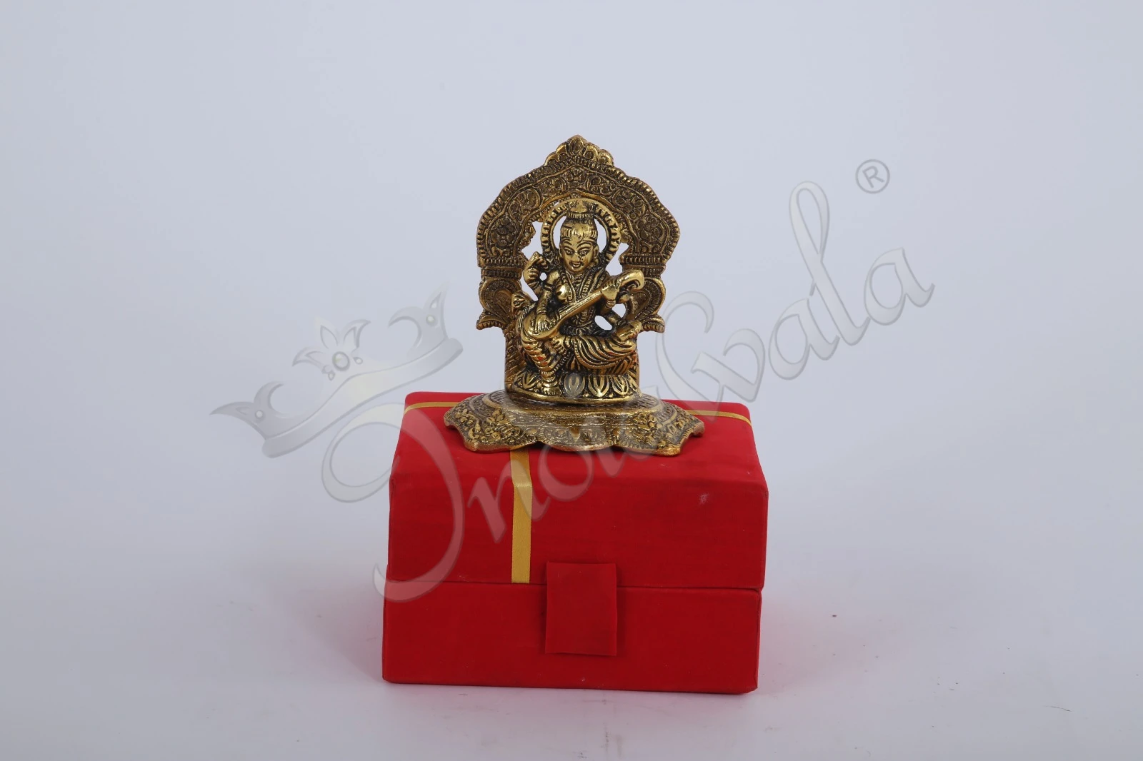 INW-15279 Gold Plated Saraswati Idol in Velvet Box