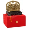 Gold Plated Lakshmi Ganesh Idol on a polished wooden base