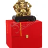 Aluminium Gold Plated Pagdi Ganesh Idol on a wooden base