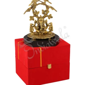 Gold Plated Riddhi Siddhi Ganesh Wooden Base Statue