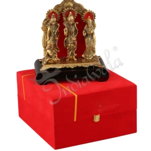 Handcrafted Gold Plated Ram Darbar Wooden Base Statue for home temple decor