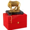 Gold Plated Kamdhenu Cow with Laddu Gopal statue for home decor and gifting