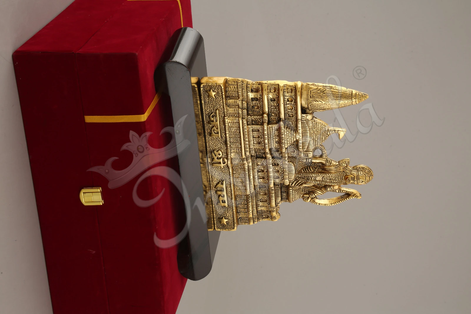 INW-15311-1 Gold Plated Ram Mandir Wooden Base spiritual decor idol