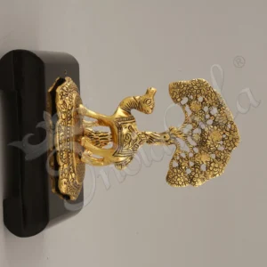 Gold plated camel statue with wooden base handcrafted from aluminium