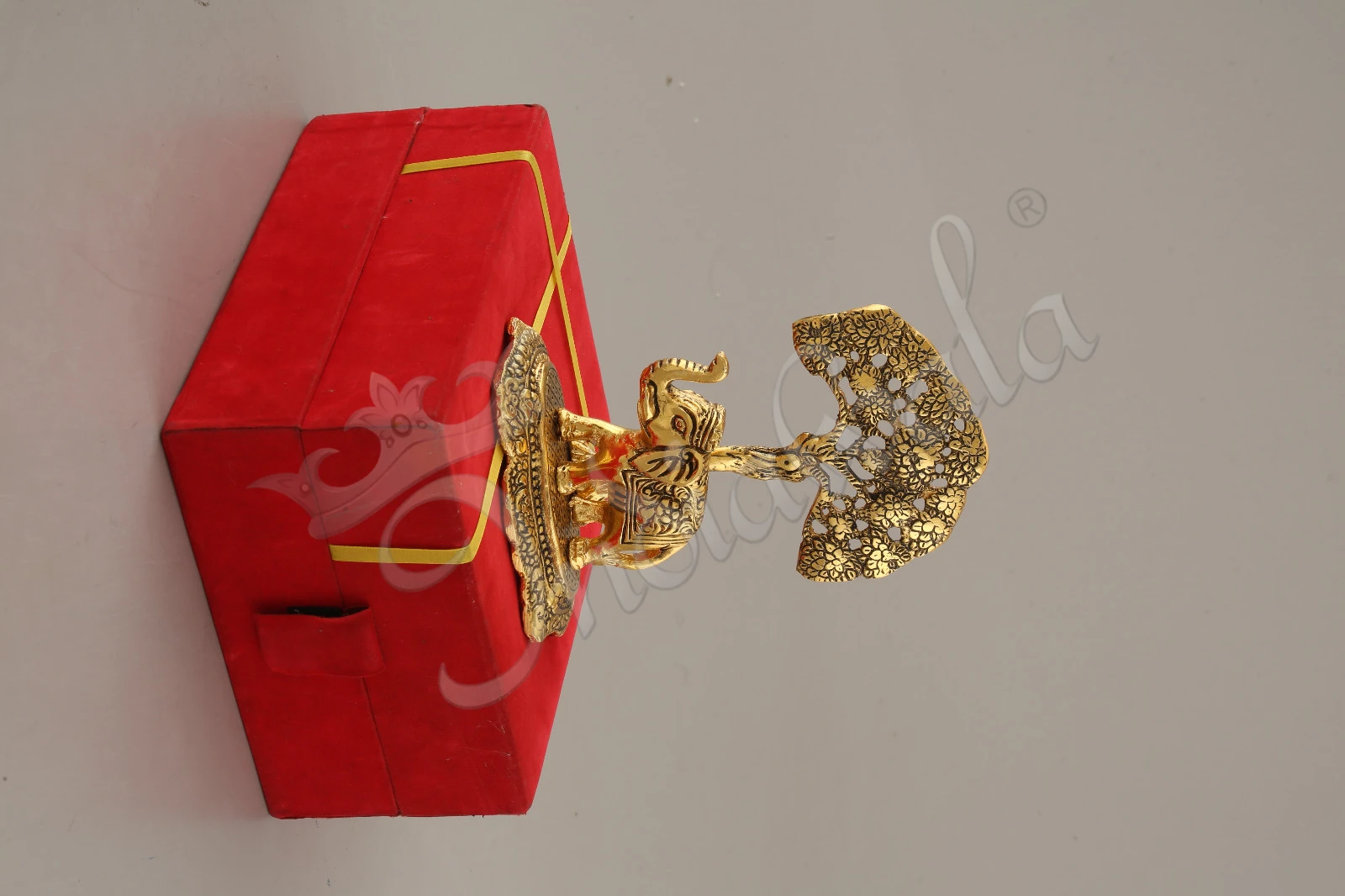 7 Inch Gold Plated Elephant Gifting Statue in a premium velvet box