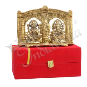 Gold Plated Lakshmi Ganesh Statue in Velvet Box
