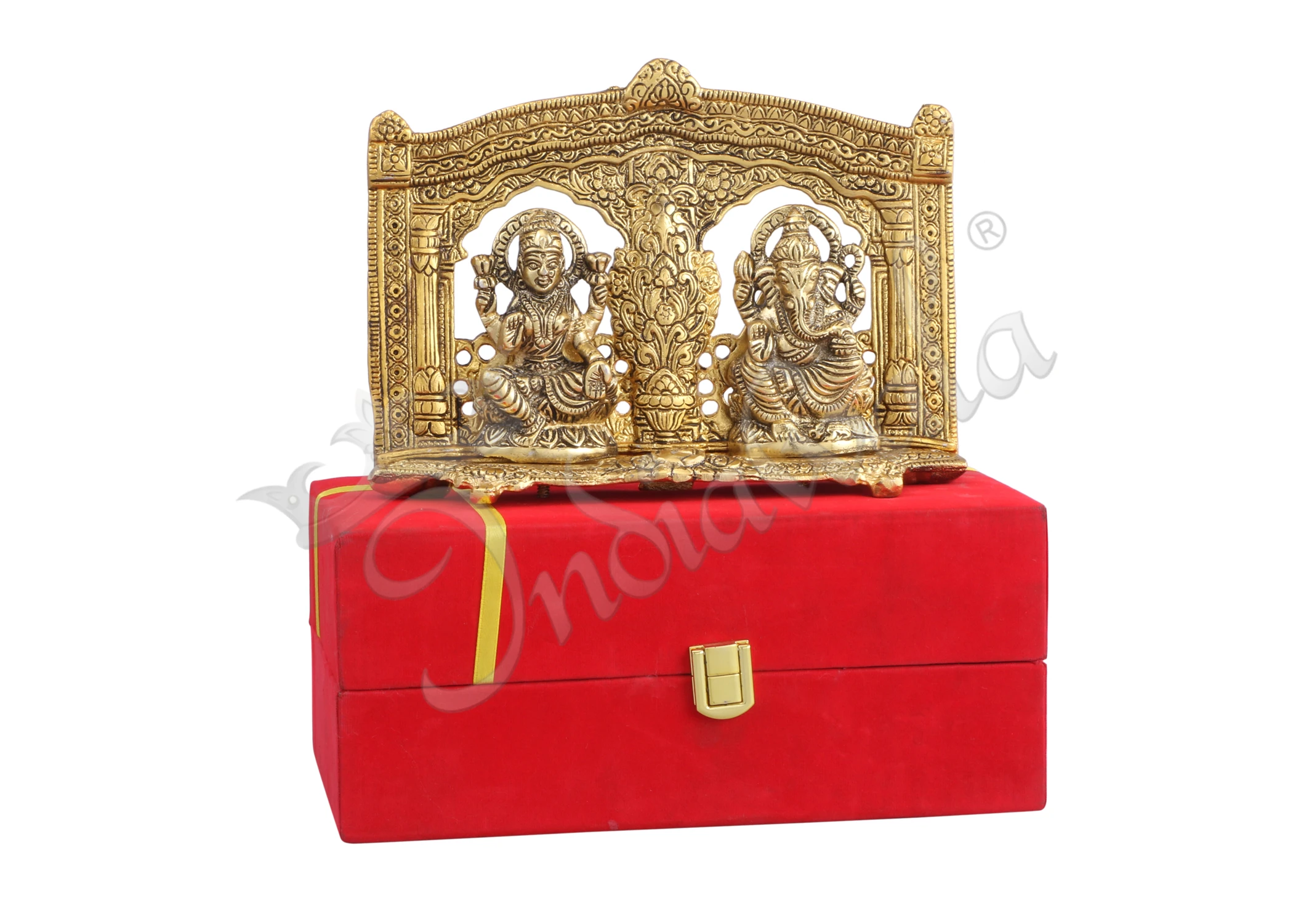 INW-15328-1 Gold Plated Lakshmi Ganesh Statue in Velvet Box