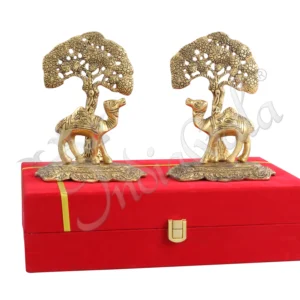 Gold Plated Aluminium Camel Statue in Velvet Box